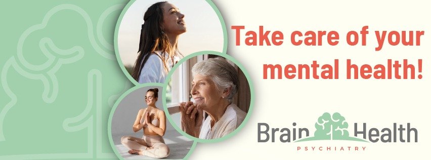 pictures of 3 women, a young lady breathing , a young lady doing yoga and an elderly person looking outside the window