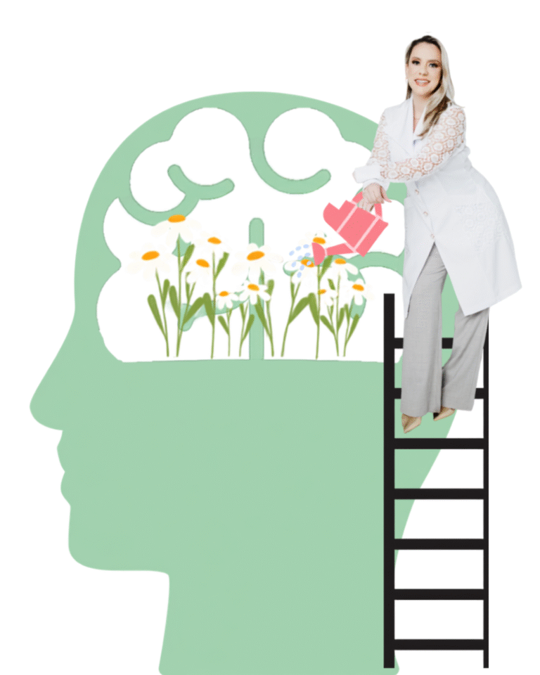 karoline mion on top of a latter watering the brain