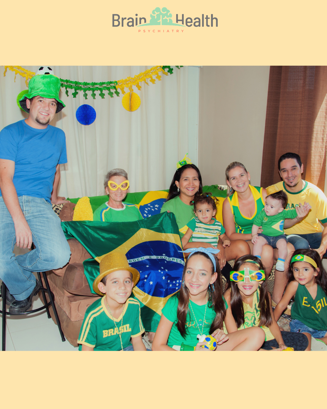 Família brasileira conversando sobre saúde mental e imigração nos Estados Unidos